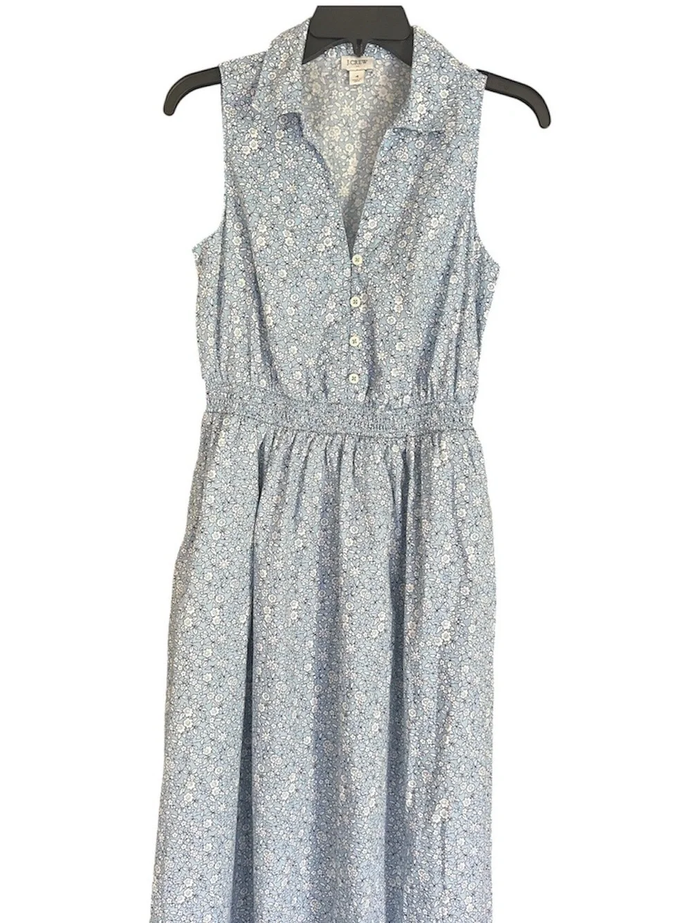J. Crew Light Blue Floral Collared Midi Dress - Picture 2 of 6